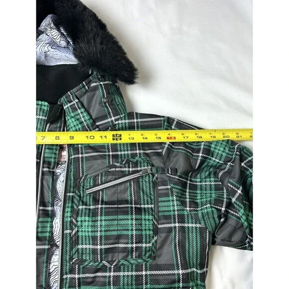 Triple nickel 555 Girl Green Plaid Puffer Jacket‎ Size 12 SKU BR650 - Picture 2 of 14